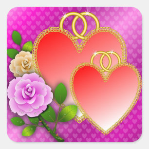 Hearts Valentine's Day-20362 Quadratischer Aufkleber