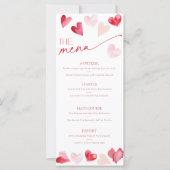 Hearts Valentines Day Food and Drinks Menu Card (Vorderseite)