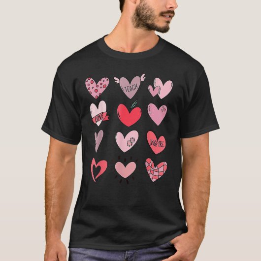 Hearts Valentines Day Teaching Teacher T-Shirt (Vorderseite)