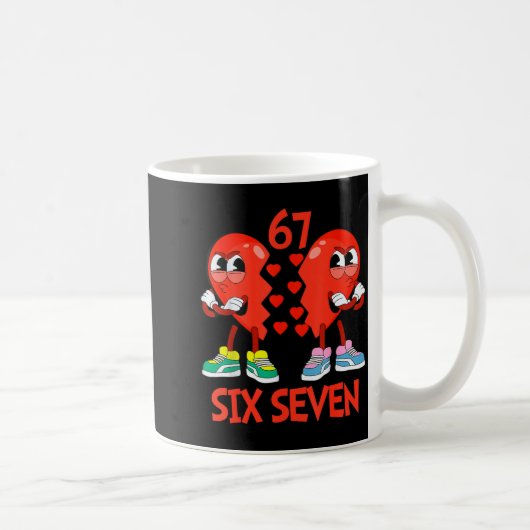Hearts Valentines Funny Six Seven 6 7 Meme Gen Alp Kaffeetasse (Rechts)