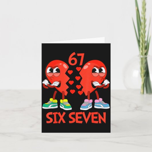 Hearts Valentines Funny Six Seven 6 7 Meme Gen Alp Karte (Vorderseite)