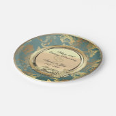 Hearts Vintag Damask 50. Hochzeitstag Pappteller (Schrägansicht)