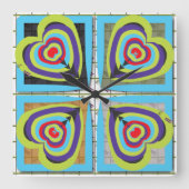 Hearts Wall Clock Quadratische Wanduhr (Vorderseite)