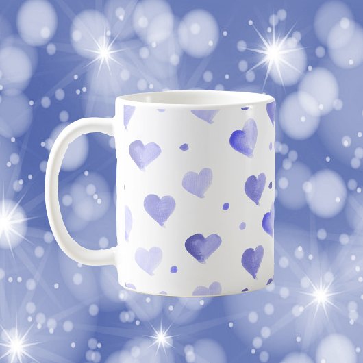 Hearts Watercolor Blue Pattern Kaffeetasse