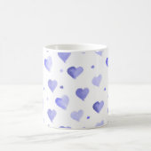 Hearts Watercolor Blue Pattern Kaffeetasse (Mittel)