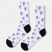 Hearts Watercolor Blue Pattern Socken (Linkes Detail)