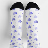 Hearts Watercolor Blue Pattern Socken (Oben)