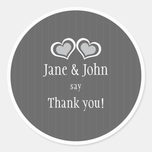 Hearts Wedding Danke Runder Aufkleber (Vorderseite)