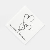 Hearts Wedding Verlobung Brautparty Black Serviette (Ecke)