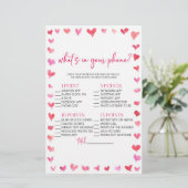 Hearts What's In Your Phone? Bridal Shower Game  Briefpapier (Stehend Vorderseite)