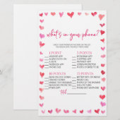 Hearts What's In Your Phone? Bridal Shower Game  Briefpapier (Vorne/Hinten)