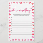 Hearts Where Were They? Bridal Shower Game  Briefpapier (Vorderseite)