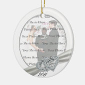 Hearts White Wedding Round Ornament (Links)