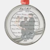 Hearts White Wedding Round Silver Ornament (Vorne)