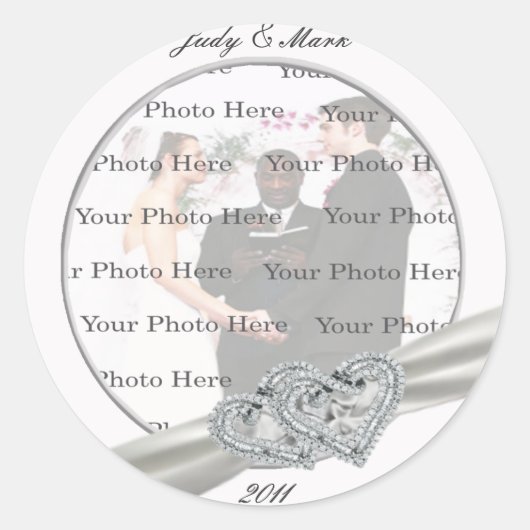Hearts White Wedding Round Stickers (Vorderseite)