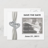 Hearts White Wedding Save the Date Postcard Ankündigungspostkarte (Vorne/Hinten)