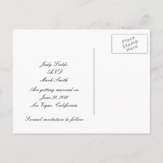 Hearts White Wedding Save the Date Postcard Ankündigungspostkarte (Rückseite)