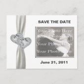 Hearts White Wedding Save the Date Postcard Ankündigungspostkarte (Vorderseite)