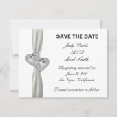 Hearts White Wedding speichert die Datumskarte Einladung (Vorderseite)