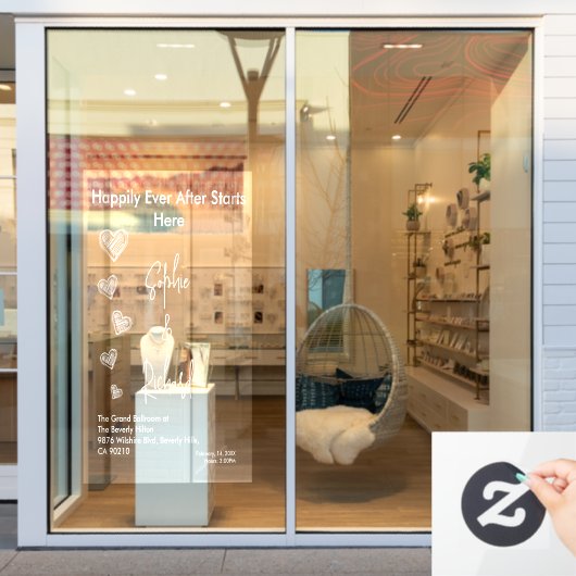 Hearts White Weddings Celebrating Love Romance Fensteraufkleber (Schaufenster)