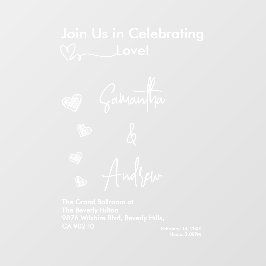 Hearts White Weddings Celebrating Love Romance Fensteraufkleber