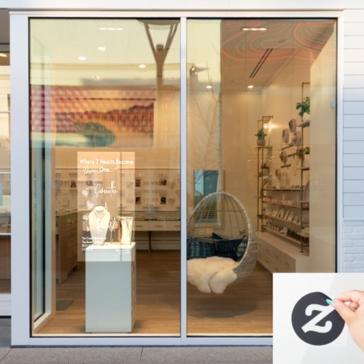 Hearts White Weddings Celebrating Love Romance Fensteraufkleber (Schaufenster)