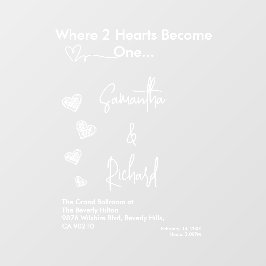 Hearts White Weddings Celebrating Love Romance Fensteraufkleber