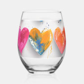 Hearts with sketch marks and drips weinglas ohne stiel (Rückseite)