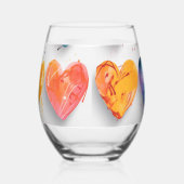 Hearts with sketch marks and drips weinglas ohne stiel (Rechts)