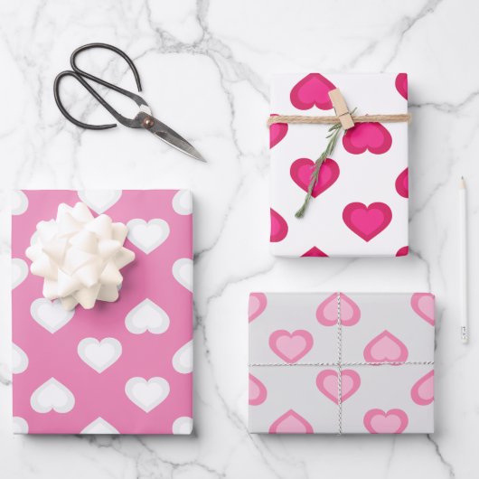 Hearts Wrapping Paper Sheets Geschenkpapier Set (Vorderseite)