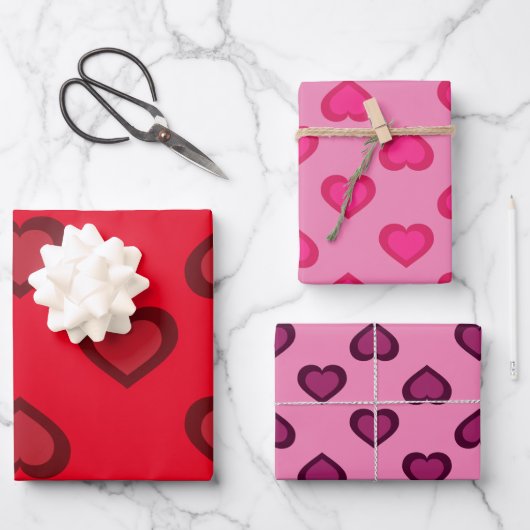 Hearts Wrapping Paper Sheets Geschenkpapier Set (Vorderseite)