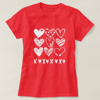 Hearts XOXO Valentine's Day Women Girl Gift T-Shirt