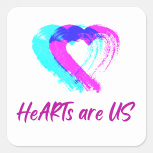 HeARTsareUS-Aufkleber Quadratischer Aufkleber