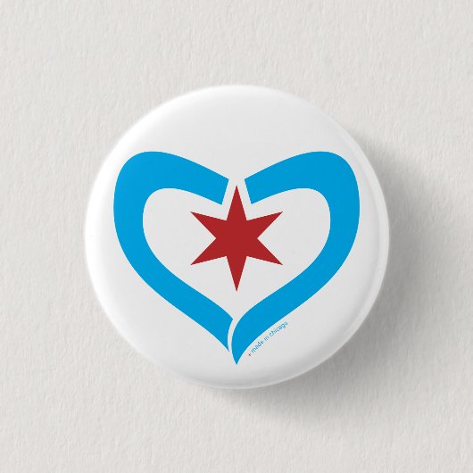 HeartStar Knopf + gemacht in Chicago Button (Vorderseite)