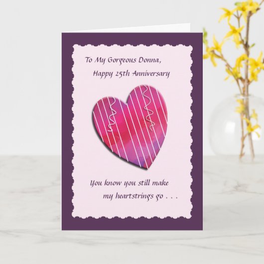 Heartstrings 25th Wedding Anniversary Card Karte (Gelbe Blume)