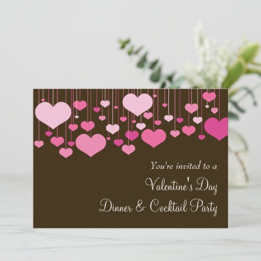 Heartstrings Valentine Party Einladung (Stehend Vorderseite)
