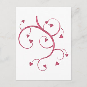 HEARTSWIRL PINK HEARK VINE SWIRL GRAPHIC LIEBE FRI POSTKARTE
