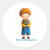 Heartwarming Feline Love Runder Aufkleber (Vorderseite)