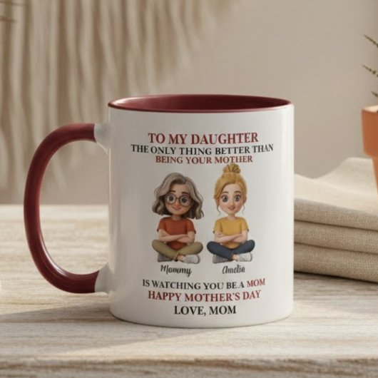 Heartwarming Mother Daughter Cartoon Red Quote  Tasse