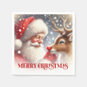 Heartwarming Santa Rudolph Holiday Dinner Set Serviette (Vorderseite)