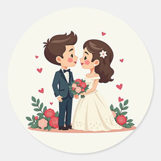 Heartwarming Wedding Couple Sticker (Vorderseite)