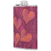 Hearty Flowers, floral hearts, pink, red & orange Flachmann (Links)