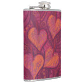 Hearty Flowers, floral hearts, pink, red & orange Flachmann (Rechts)