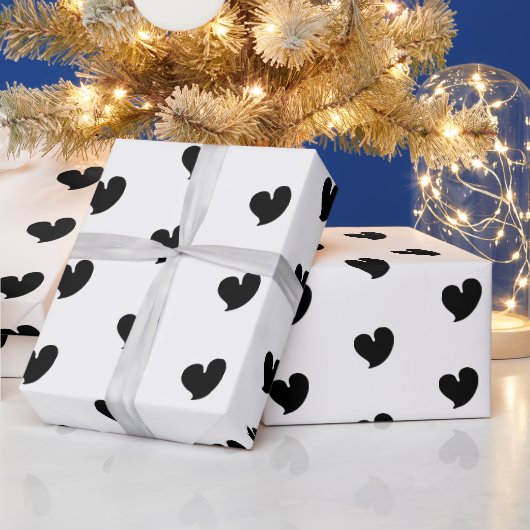Hearty Hearts - Black and White - Wrapping Paper Geschenkpapier (Feiertage)