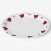 Hearty Hearts Burgundy - Custom Text Pappteller (Schrägansicht)