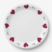 Hearty Hearts Burgundy - Custom Text Pappteller (Vorderseite)