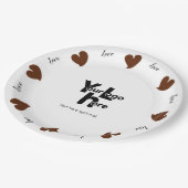 Hearty Hearts Dark Brown - Custom Text and Logo Pappteller (Schrägansicht)