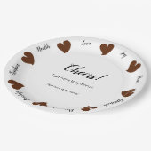 Hearty Hearts Dark Brown - Custom Text Center Pappteller (Schrägansicht)