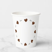Hearty Hearts Dark Brown - Custom Text Paper Cups Pappbecher (Vorderseite)
