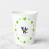 Hearty Hearts Green - Custom Text and Logo Pappbecher (Rückseite)